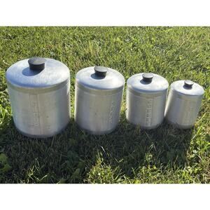 VTG Century Kitchen Aluminum Ware USA Tea Coffee Sugar Flour Canister Set of 4